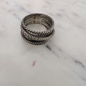 David Yurman Silver/Diamond braided ring